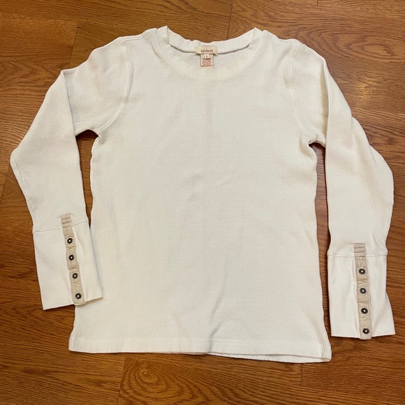 Sundance White Long Sleeve Waffle Tee, Size L - Picture 1 of 9
